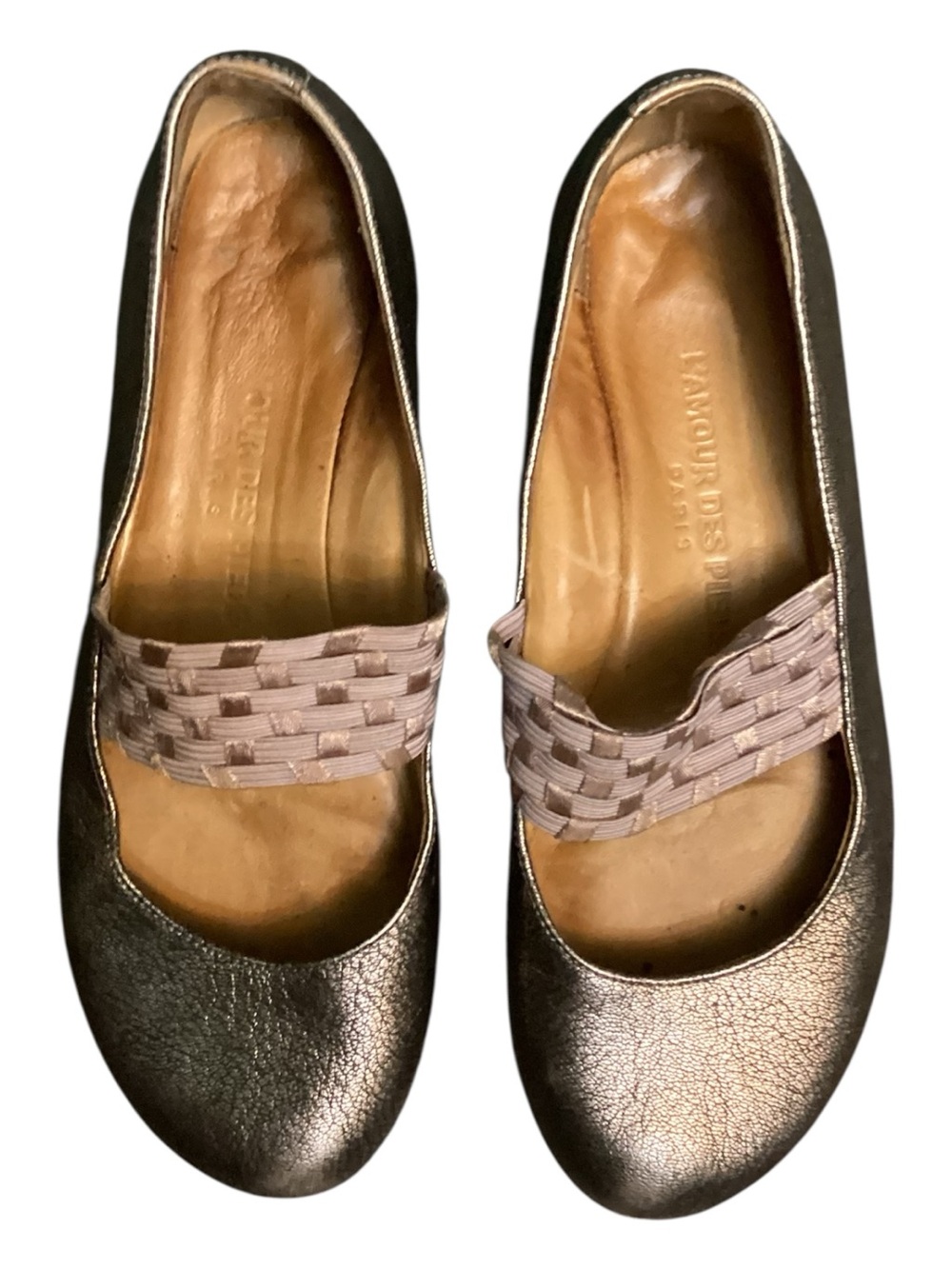 L’AMOUR LES PIEDS Paris Clara Bronze Leather Slip Ons
